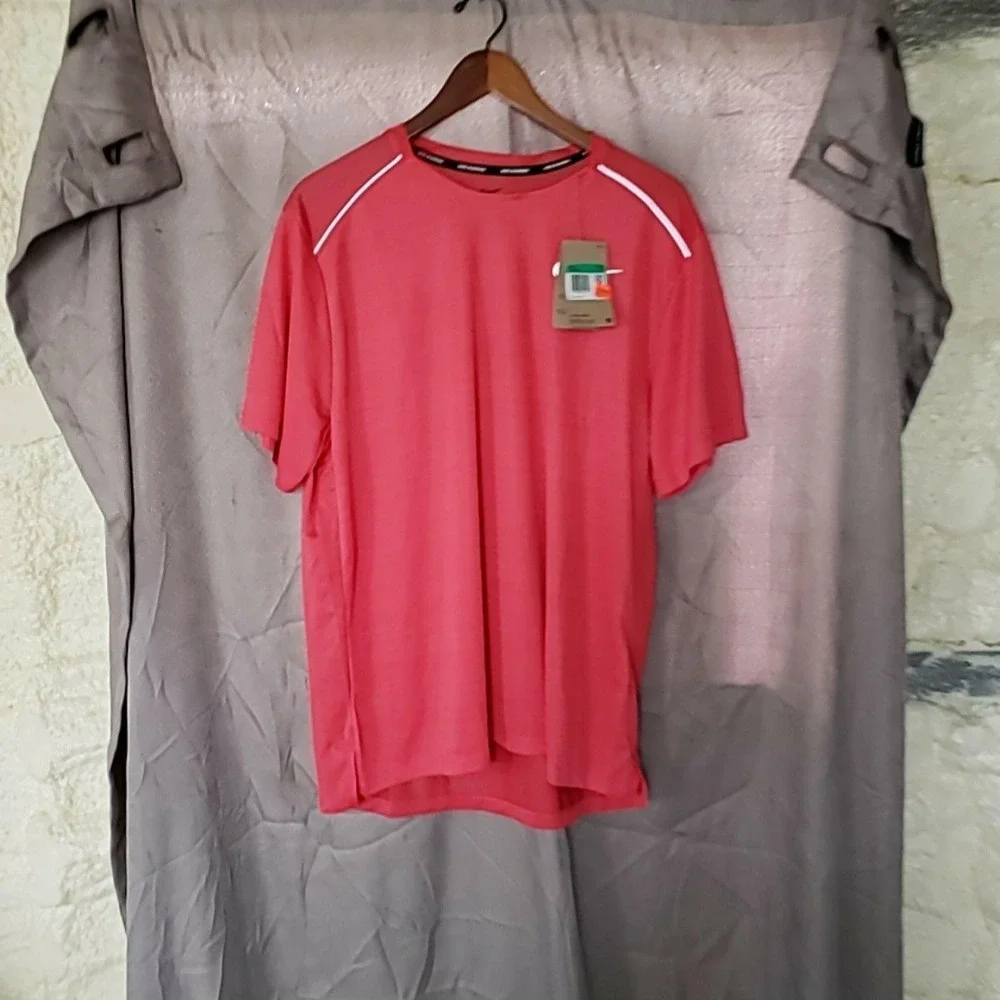 Nike Dri-FIT Running Shirt Mens XL Pink Reflective Short Sleeve Athletic Tee